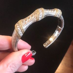 Judith Ripka Sterling hinged cuff bracelet
